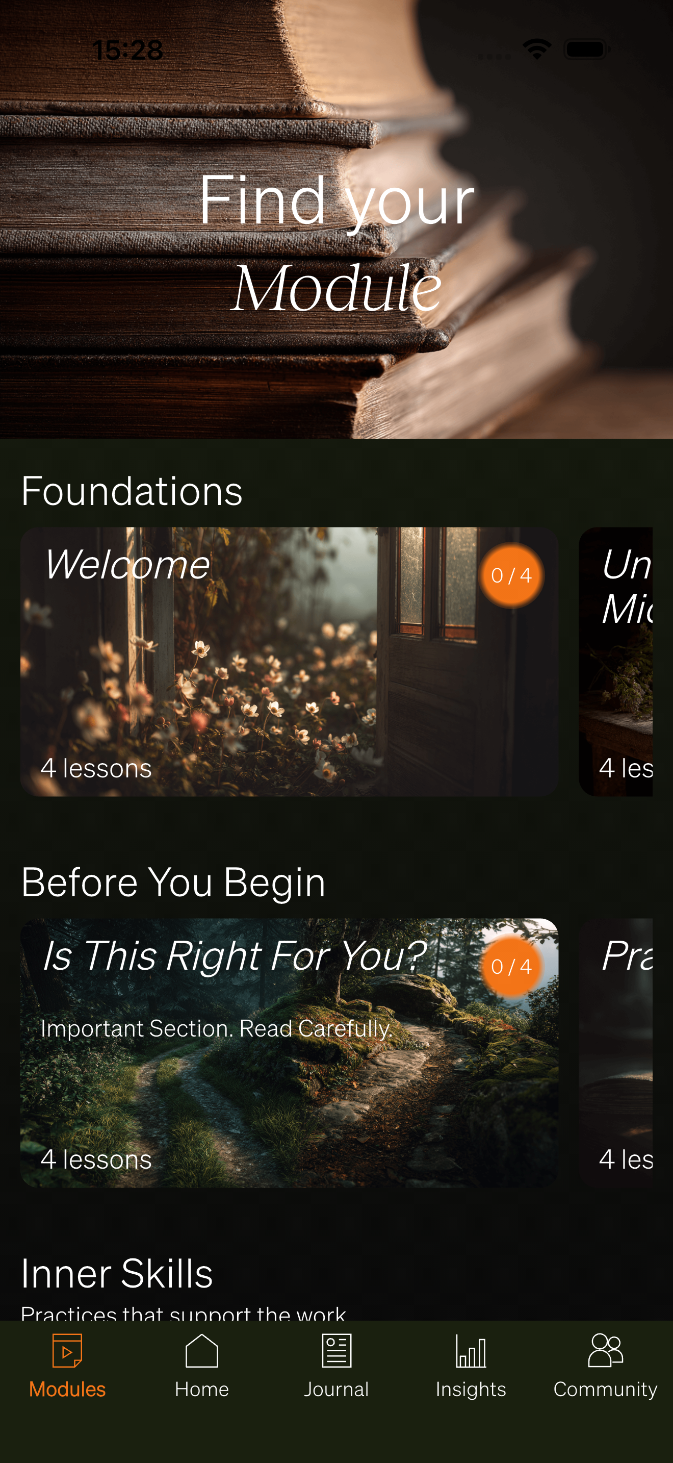 Education module showing ACT-informed lessons